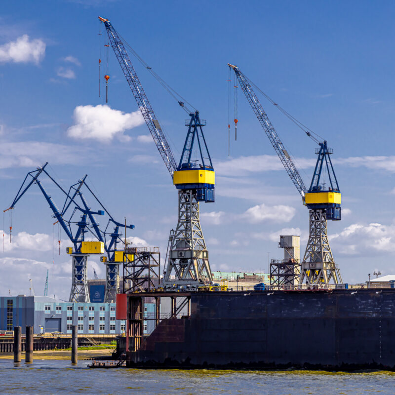 Kräne am Blom und Voss Dock Elbe 17, Norderelbe, Hamburg, Deutschland